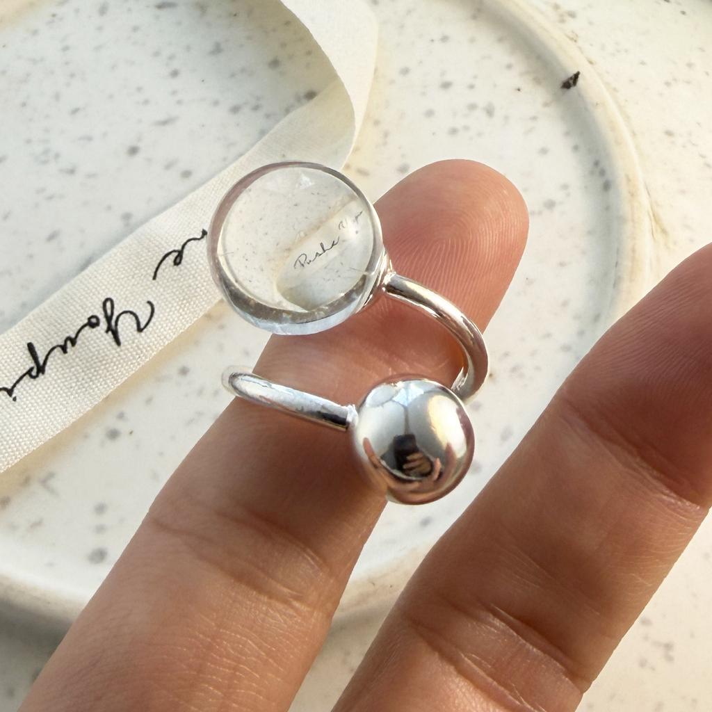925 Sterling Silver Rings for Women Couple Minimalist Handmade Simple Big Ball Ring Fine Jewelry Gift Prevent Allergy