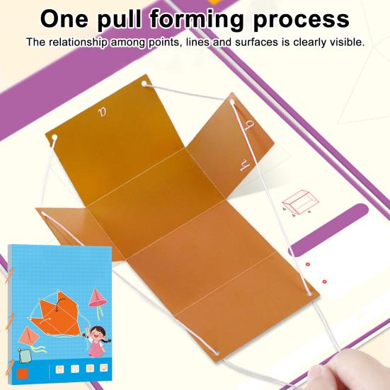 1 Set Pull String 3D Geometry Learning Book Early Education DIY Paper Folding Rope