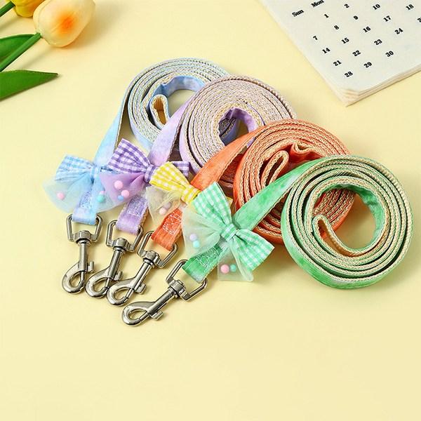 Pastel pet pet ribbon printed harness set, blue