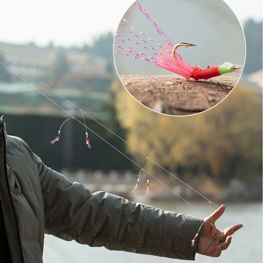 6Pcs/Set Tied Hooks Sabiki Rigs Carbon Steels Sabiki Lure Fishing String Hooks  Carp Fishing