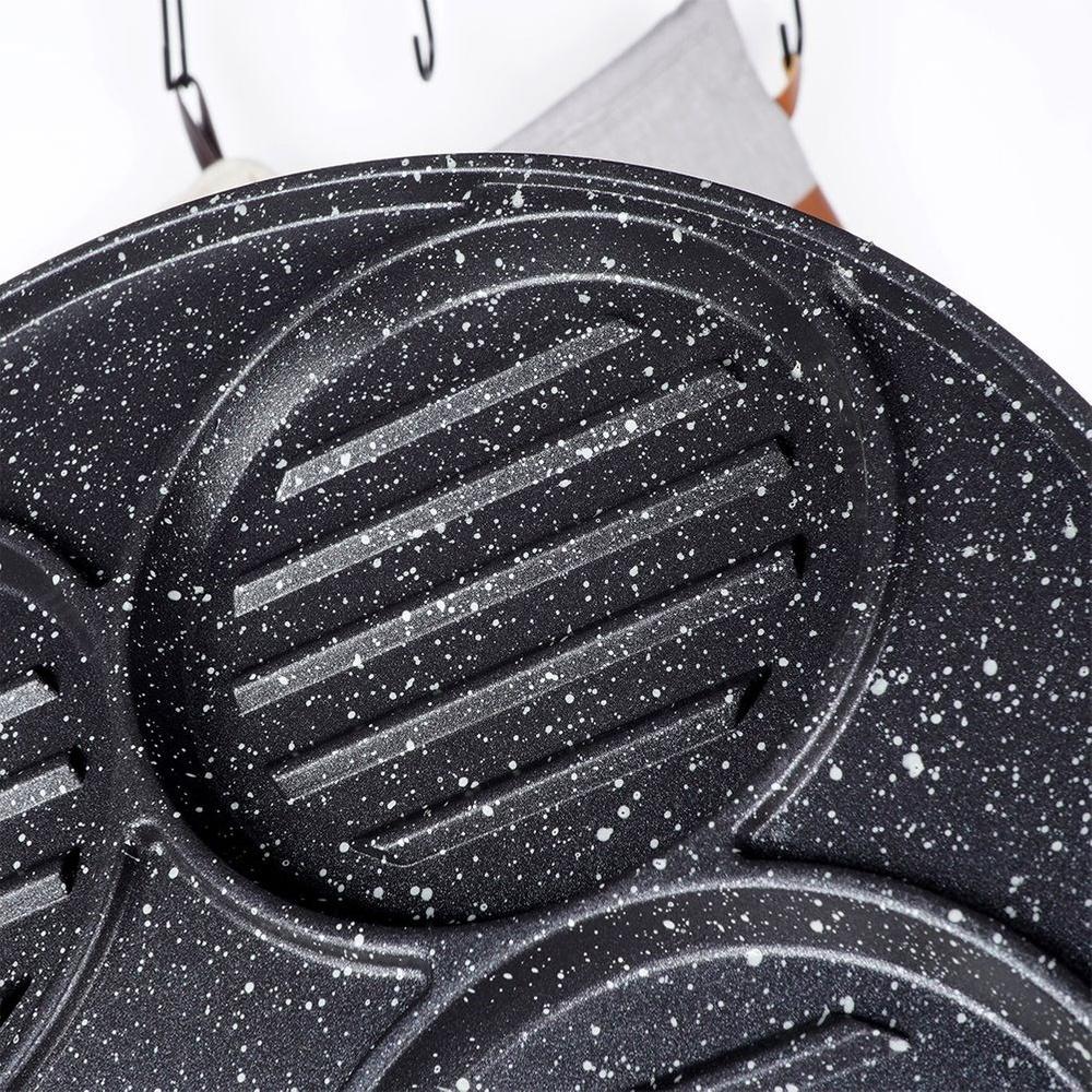 Granite grill pan for burgers and eggs, 4 holes, GRANDE, 26.5 cm