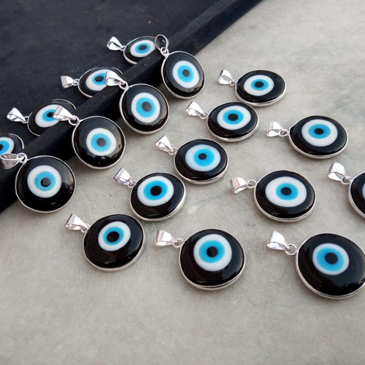 

Evil Eye Gemstone 925 Sterling Silver Plated 5pcs Подвески Лот Chris-p1