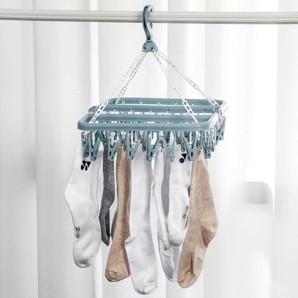 32 Clip Folding Clothes Hanger Towel Drying Clips Plastic Hanging Drying Rack for Clothes Underwear Socks Gloves