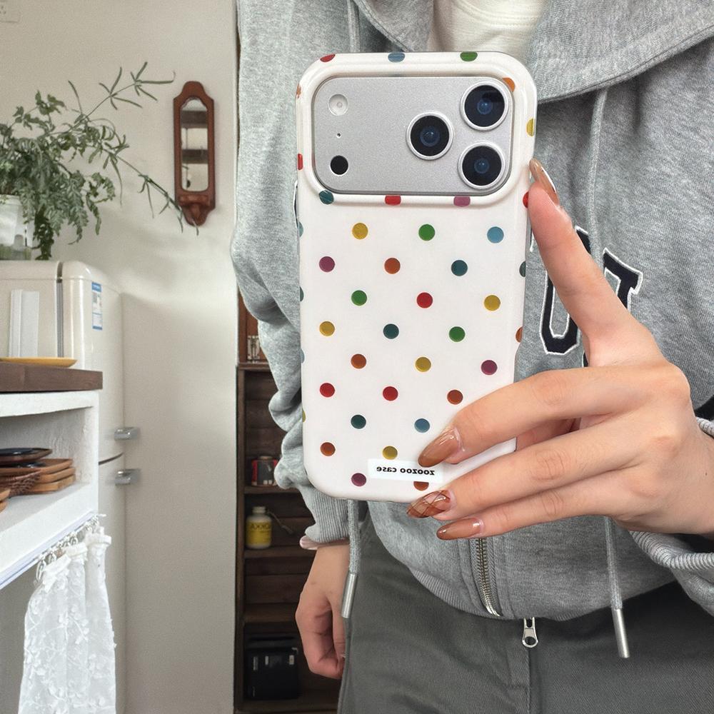 For iPhone 17ProMax Fashion Coloful Circular Dots Laser Glitter Case for iPhone 13 14 16 15 Pro Max Shockproof Protective Cover