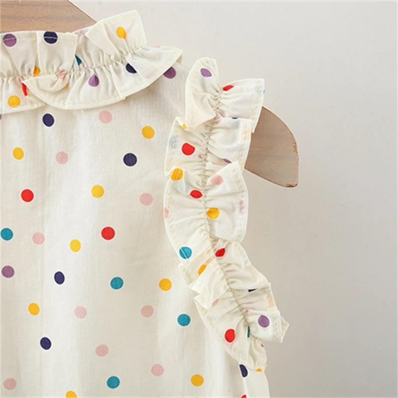 Dress Baby Girl Heart Shaped Button Colorful Polka Dot Bow Dress Send Bag