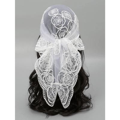 1 Stück Modisches Damen Hochwertiges Leichtes Blumenbesticktes 80cm Bandana Schal, Hochzeitszubehör, Kopftuch Für Damen