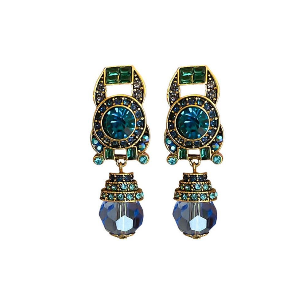 Rhinestone Blue Crystal Earring Sparkle Stud Earring Women Jewelry Drop Earring  Party