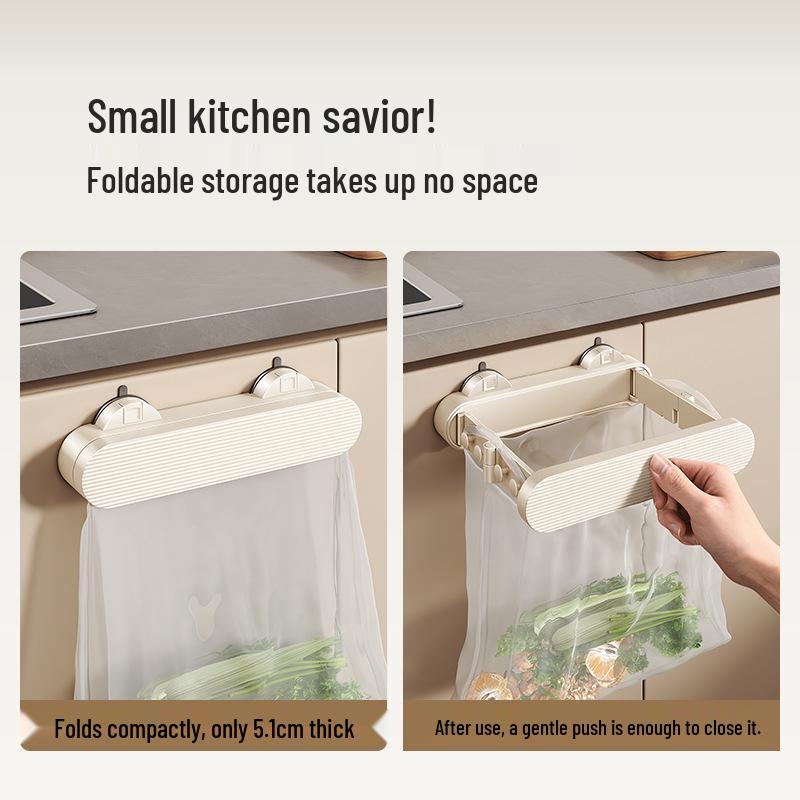 Meirui De Wall-Mount Kitchen & Bathroom Trash Can with Suction Cup and Hanging Rack