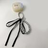Elegant Bowknot Keychain Pendant with Ribbons Charm and Pearls Accents Accessory for Handbags and Phones Decoration