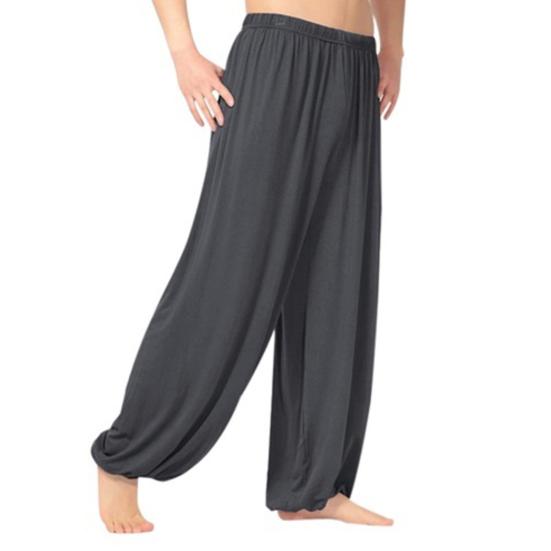 Men Pants Solid Color Elastic Waist Modal Casual Spring Trousers for Daily Wear