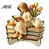 Statua di Bambina in Legno per Libreria Statuetta da Lettura, Statua Stabile Stile Pastorale Decorazione Squisita da Scrivania Decorazione, Ornamento Artistico Curativo,