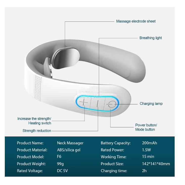 Pulse Neck Massager Electric Smart EMS Cervical Massagers TENS Pain Relief Relaxation Muscle Kneading Massage