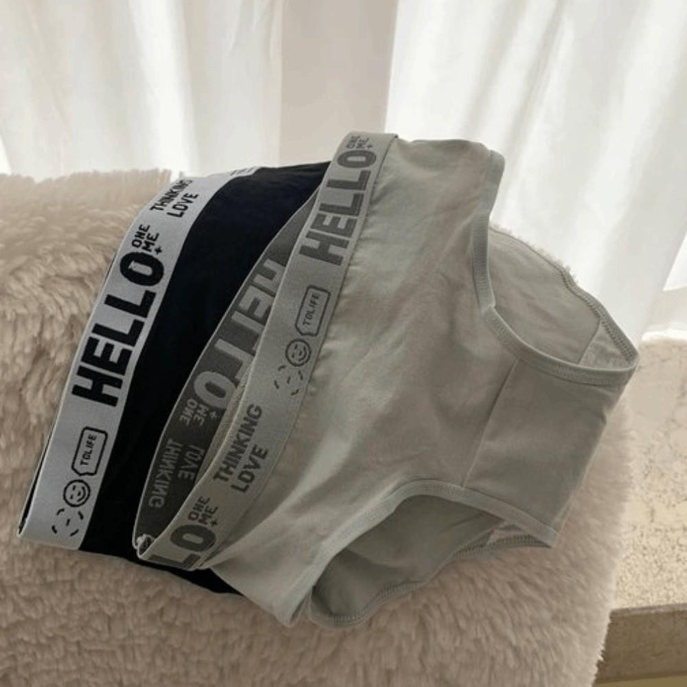 4Pcs Low Waist Women Cotton Panties Set Cotton Crotch Letter Underpants Adolescent