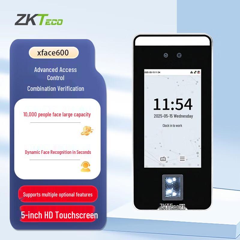 ZKTECO xFace600 Visible Light Facial & Fingerprint Access Control Terminal CN plug (adapter included)