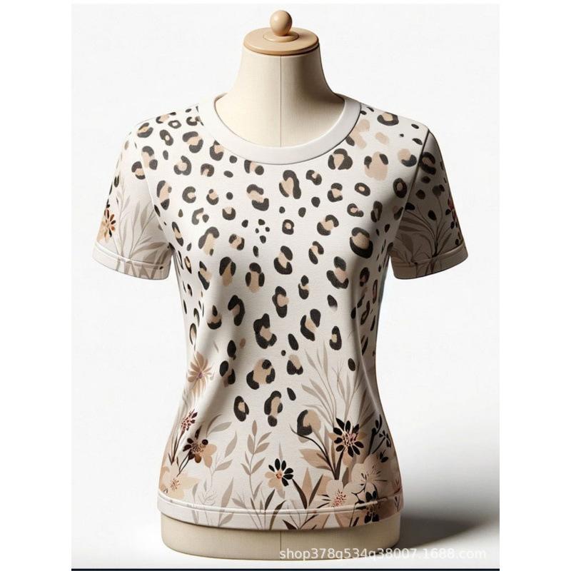 2025 summer new independent station shein Amazon temu hot sale European and American cross-border women s round neck short-sleeved T-shirt S абрикосовый