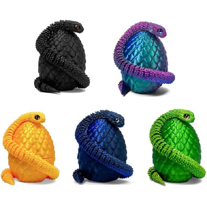 5PCS 3D Printed Snake Eggs with 11.8 Inch Snake Inside, Home Office Decor Executive Desk Toys for Autism/ADHD, Perfect for Easter Gifts, Collectibles