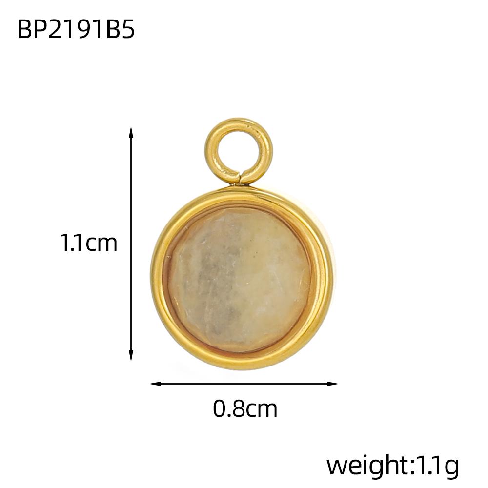 CARLIDANA Stainless Steel Multi-Color Natural Stone Jewelry Charm Fan Round Pendant for DIY Necklace Earrings Accessories