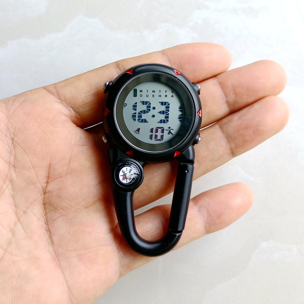 Unisex Women Mens Nurse Doctor Carabiner Clip Digital Electronic Luminous Multi-function Keychains FOB Pocket Watches Hang Clock