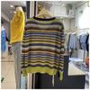 Autumn Winter Striped Patchwork Cardigan Sweater Women Vintage Loose Casual Fashion Knitting V-neck Button Top