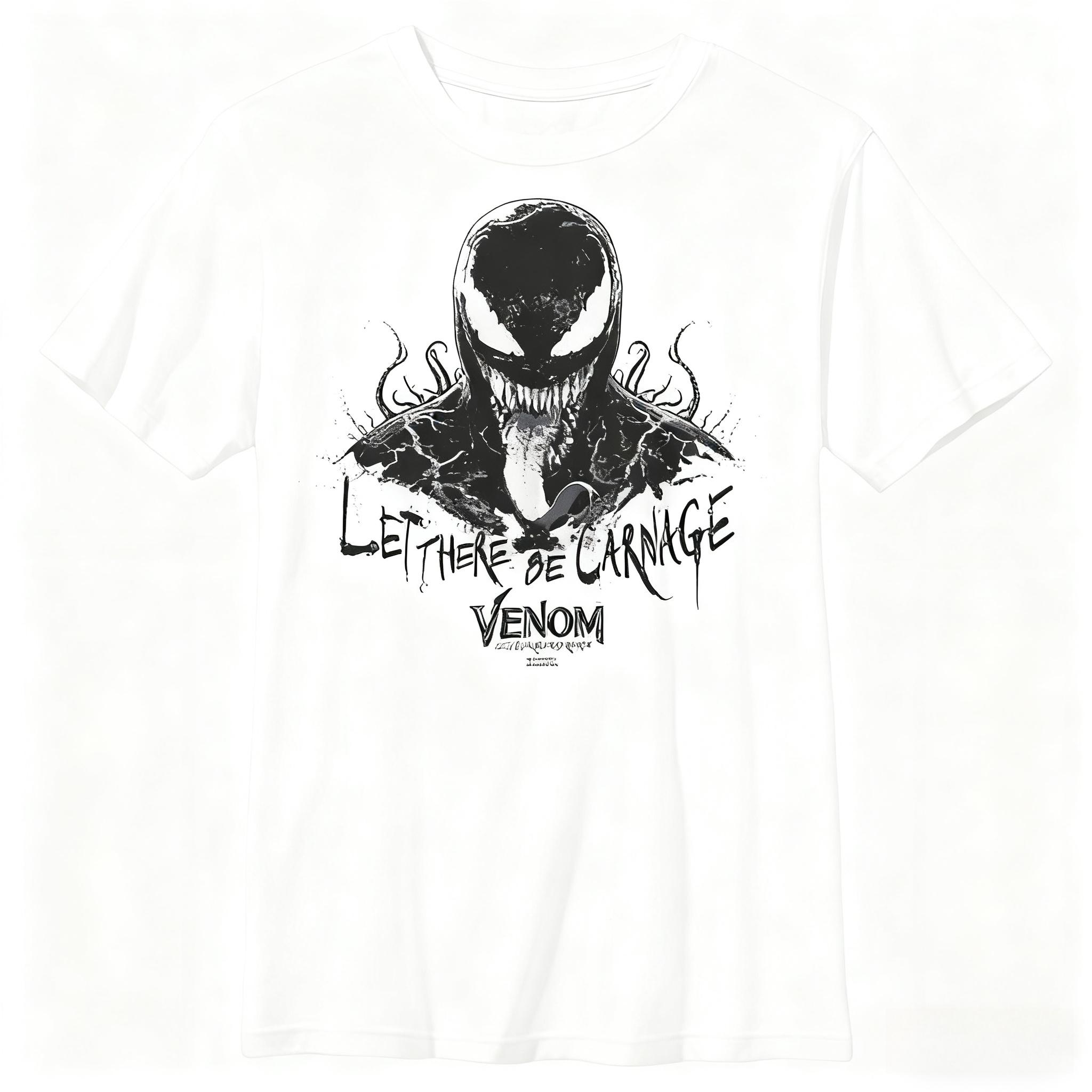 

Marvel Genuine New Retro Marvel VenomLet There Be Carnage Printed Unisexs and Womens Short Sleeve Loose Casual TShirts M