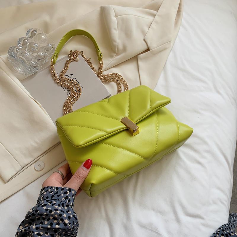 

Женская сумка из искусственной кожи, новая модная сумка через плечо с цепочкой, женская повседневная универсальная сумка подмышкой (20cm<Max Length<30cm)