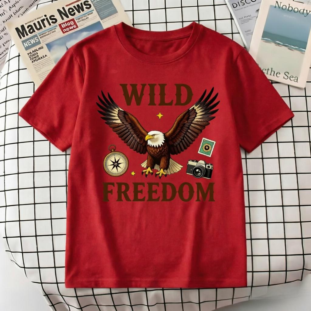 Unisex 100 Cotton Oversize T Shirt Wild Freedom Bald Eagle Compass Camera Print Vintage Adventure Outdoor Short Sleeve Tee