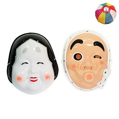 

Mask Hyottoko Okame Set Set with fun goods & / (paper balloons) чорний