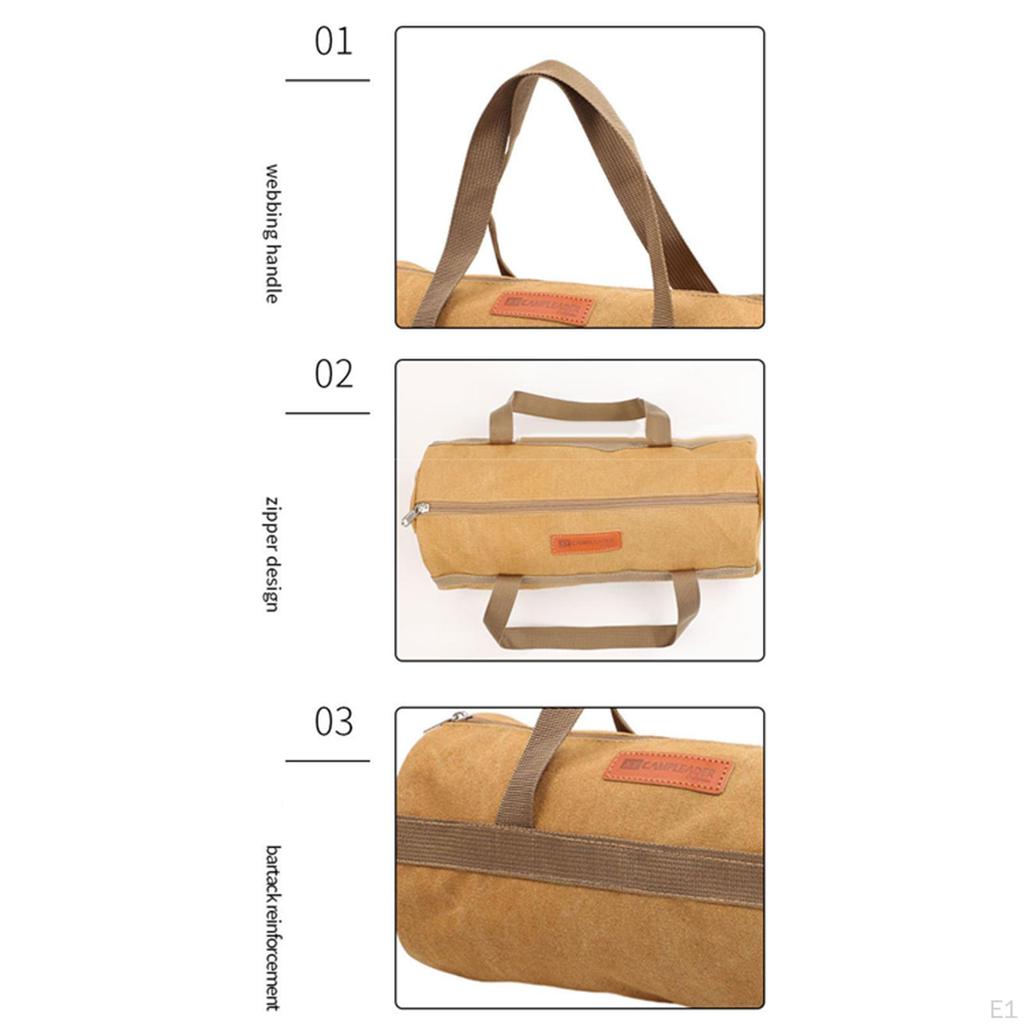 Tent Stakes Storage Bag with Handles Handbag Cylindrical Canvas Multifunctional for