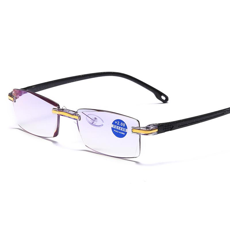Classic Anti Blue Light Blocking Rimless Reading Glasses Women Men Square Frameless Presbyopic Glasses Diopters +1.0 1.5 2.5 4.0