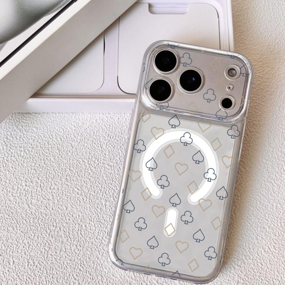 

Poker clubs Phone Case For iPhone 17 16 15 14 13 12 Pro Max Plus With Magnetic Crystal Clear Case Wireless Charge iPhone 11