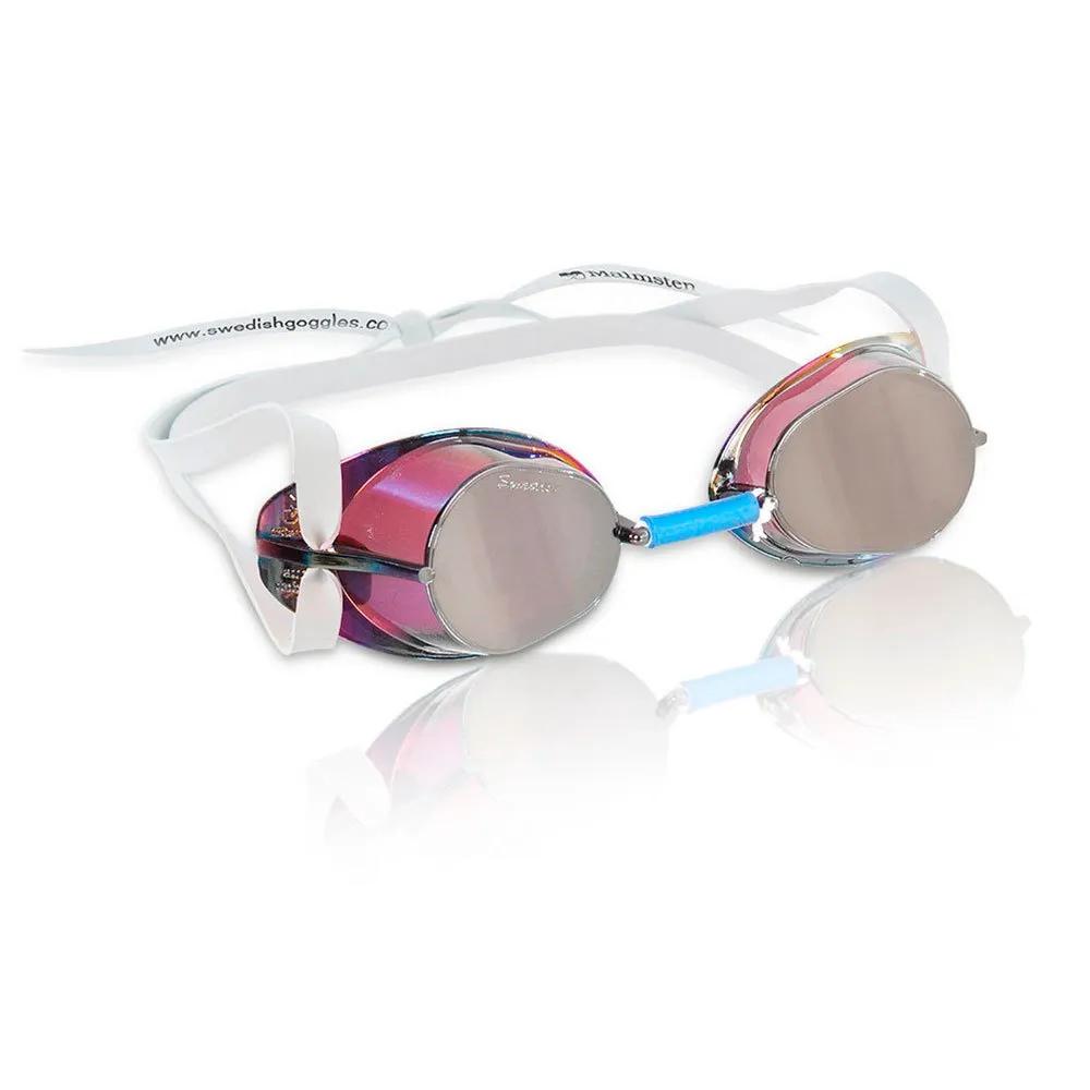 Malmsten Plastic Swimming Goggles with Mirrored Coating Swedish Metallic