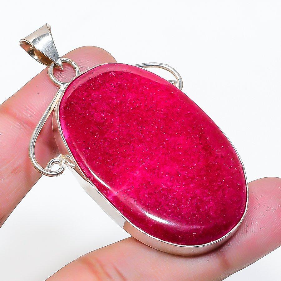 Natural Ruby(Simulated) Gemstone 925 Sterling Silver Jewelry Pendant 2.36  AP-15143