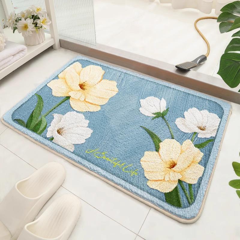 Bathroom Floor Mat Absorbent Toilet Door Foot Mat Household Thickened Non-slip Toilet Toilet Imitation Cashmere Carpet