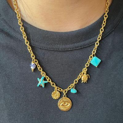 18k Gold-Plated Stainless Steel Multi-Pendant DIY Women's Necklace - Non-fading, Light Luxury Fashion