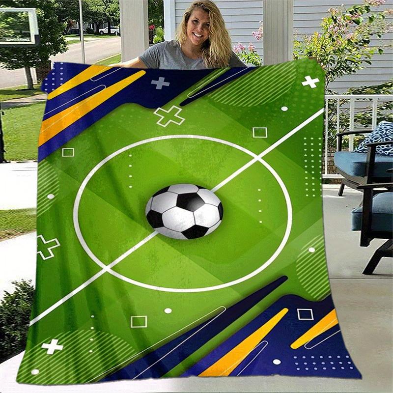 1pc Football Printing Lightweight Flannel Blanket, Comfortable and Warm Blanket, for Camping Sofa Bed and Couch Office, Gift