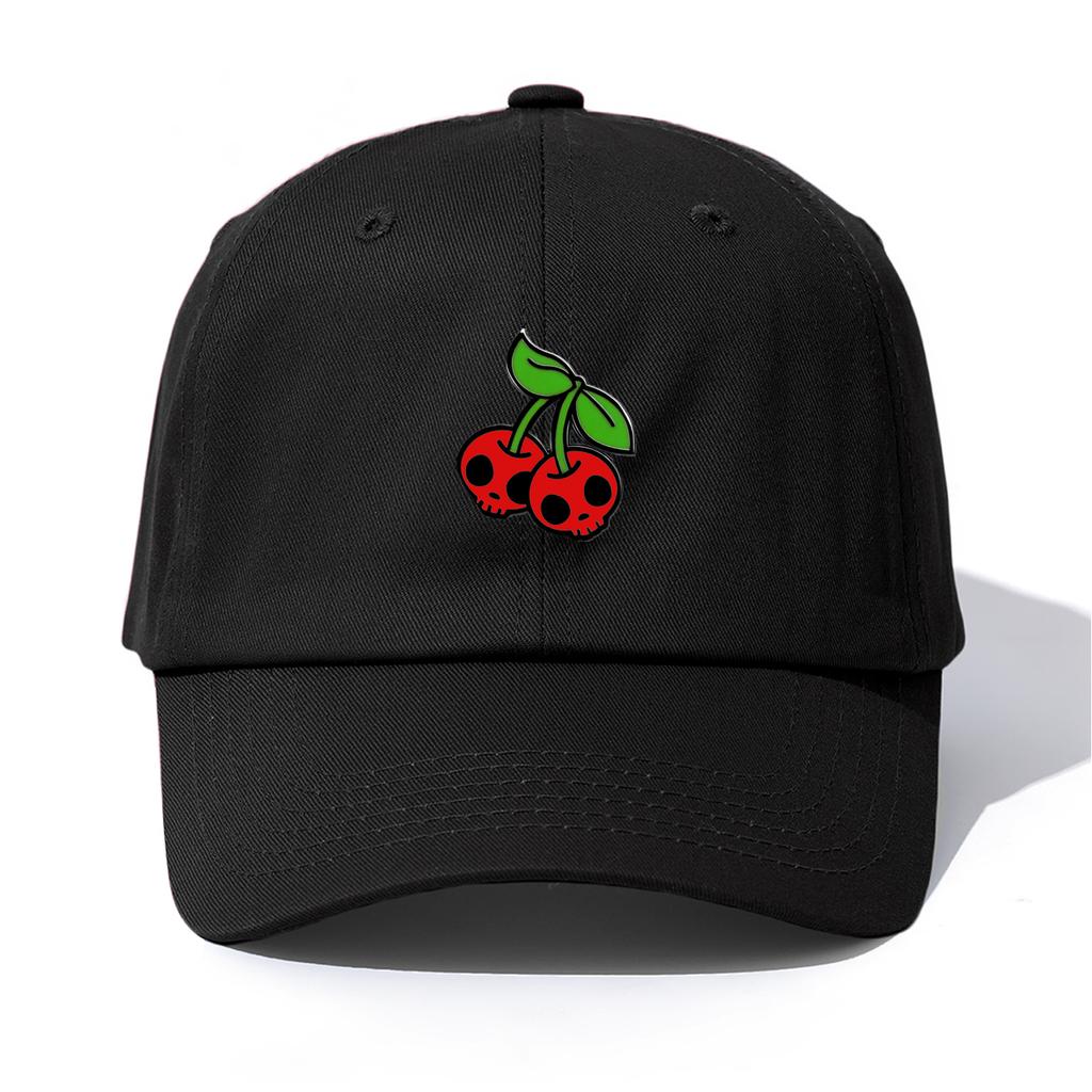 1pc Skull Cherries Print Baseball Cap for AdultsMinimalist Retro Style Casual Soft Adjustable Dad HatPerfect As Gift