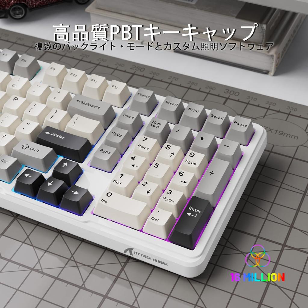 ATTACK SHARK X98 Gaming Keyboard, Wireless Bluetooth Keyboard, Blueberry Switches, Customizable Linear HIFI, Gasket Mount, PBT Keycaps, Hot Swap, 95%