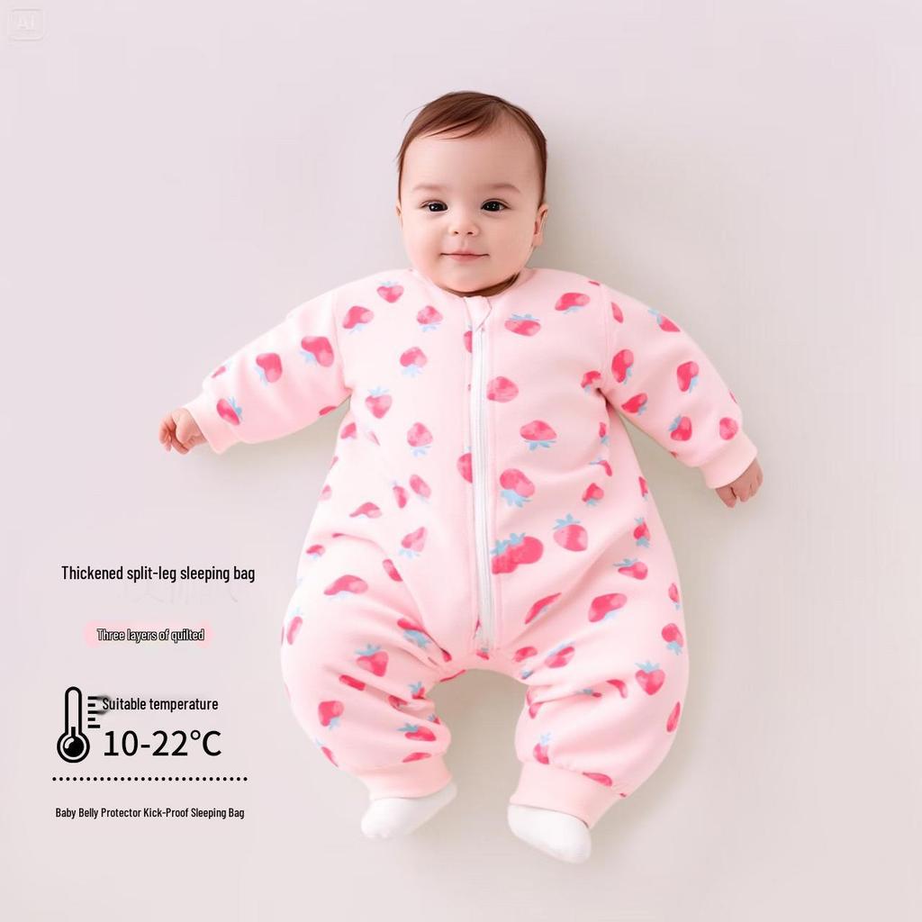 2025 A/W Baby Anti-Kick Pure Cotton Sleep Bag - Thick, Warm, Split-Leg Pajamas