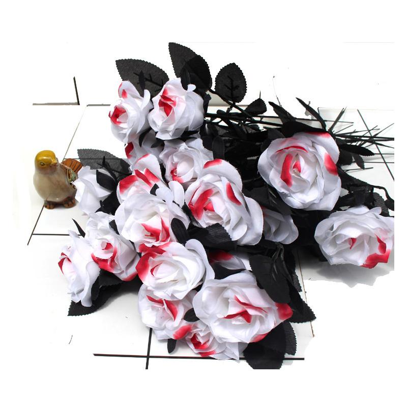 1PC Home Obývací pokoj Hedvábná černá růže Simulovaná růže Umělá květinová kytice Gotická