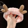 Cute Bow Antler Ears Coral Fleece Soft Warm Headband For Women Girl Washing Face Makeup Bath Head Wrap Hairband Hair Accessories
