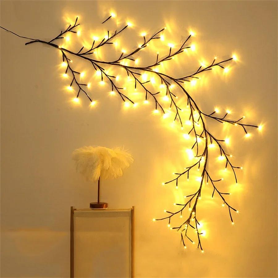 7.5ft 144 LED Willow Vine Lights with Remote for Wall Enchanted Vines Light DIY White Birch Tree Light Flexible Branches Light