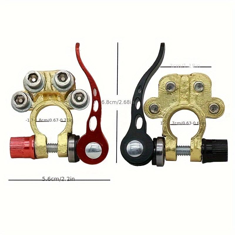 2pcs Heavy Duty Brass Battery Terminal Connectors - 4-Way Quick Disconnect for Cars, Trucks & Boats