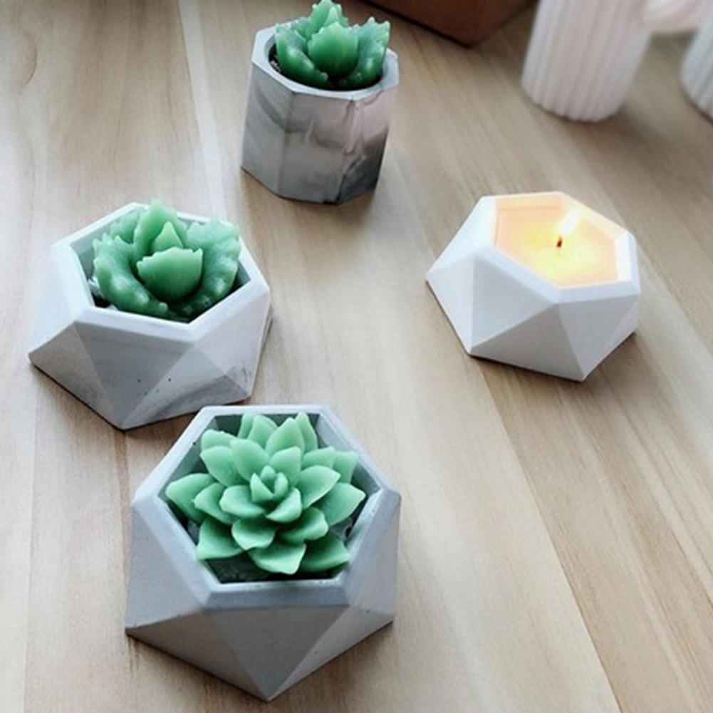 Sechseckige Silikonform DIY Blumentopf Vase Form Büro Dekoration Ton Aromatische Gipsform