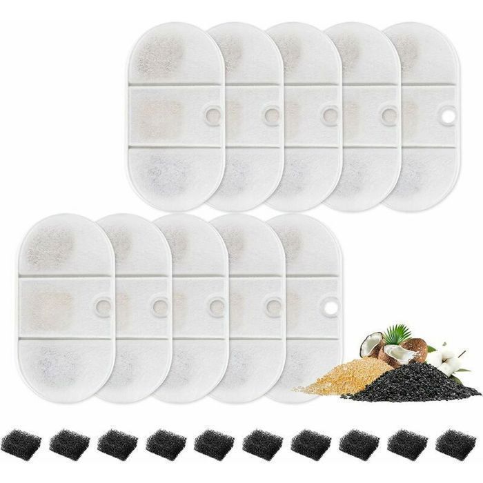 10 filtres de rechange, compatibles avec les accessoires de fontaine à eau pour chats et chiens PETLIBRO