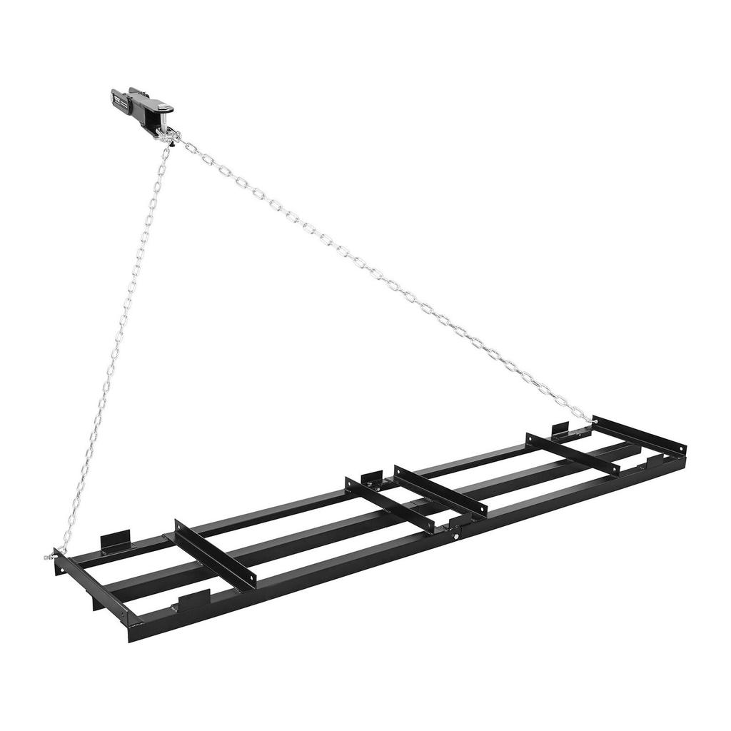 Drag Harrow, 243x50 Cm, Tow-Behind Driveway Grader with Adjustable Width & 50lbs Load Capacity, Heavy Duty Lawn Leveling Rake, Galvanized Steel Gravel