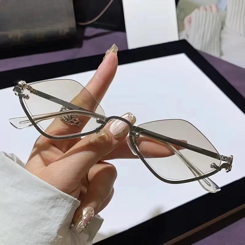 2026 Luxury Women Sunglasses New Half Frame Diamond Shaped Sun Glasses for Men Unisex Dopamine Small Frame Outdoor Eyewear