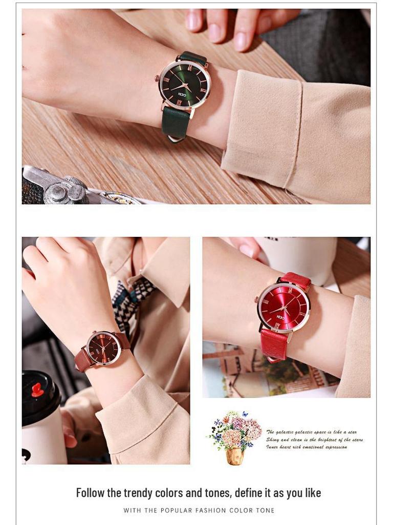 GEDI Roman Numeral Casual Women's Watch - Fashionable Retro Style, Versatile for Student Trends.