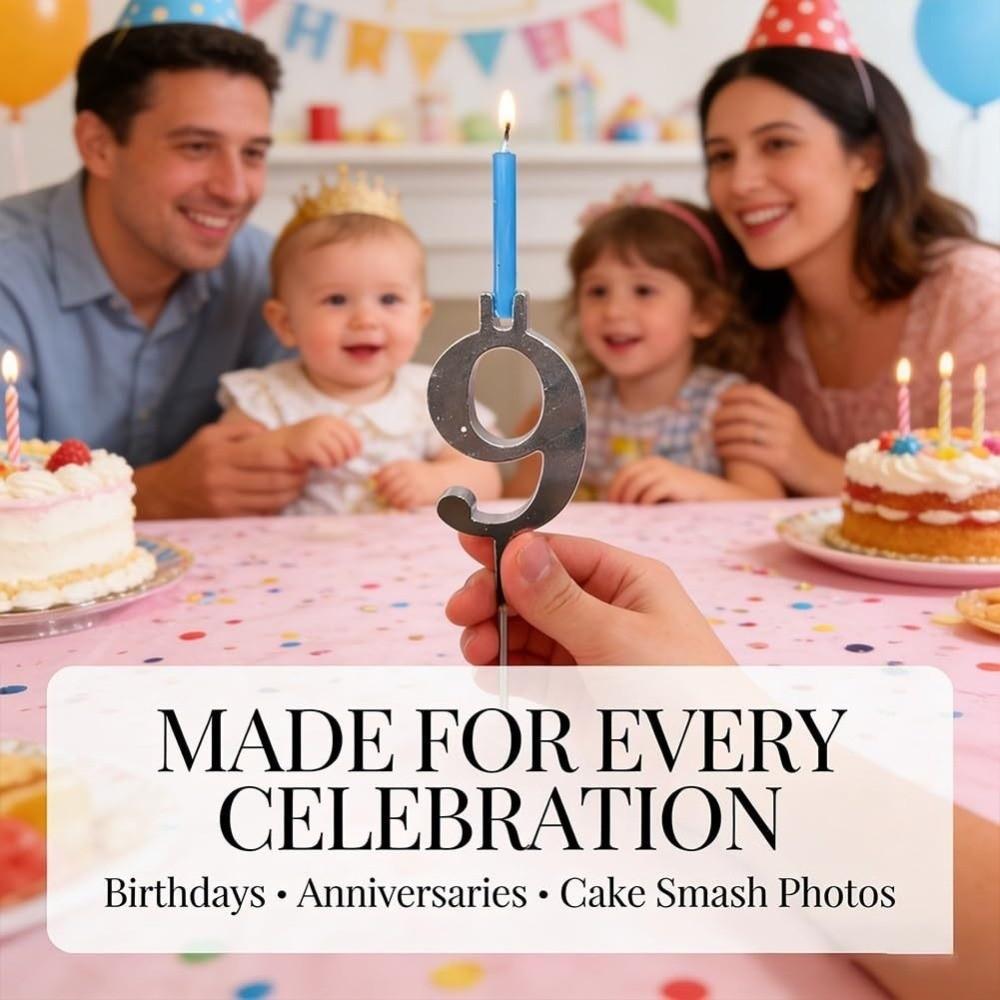 Reusable Metal Number Candle Holders Number 0-9 Cake Candlestick  Family Gathering