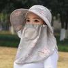 Wide-Brimmed Picking Tea Hat Flower Neck Protection Hat Peaked Cap Sunshade Shawl Cap  Travel