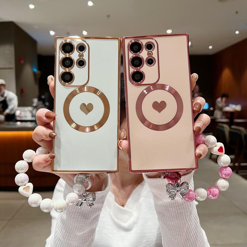 

Чехол «все включено» для Samsung S23 S22 Ultra S21 S20FE с браслетом из бисера для мягкого чехла Magsafe iPhone 15 14 13 12 11